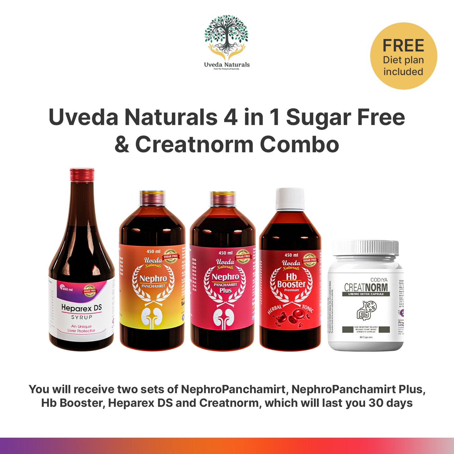 Uveda Naturals 4 in 1 Sugar Free & Creatnorm Combo