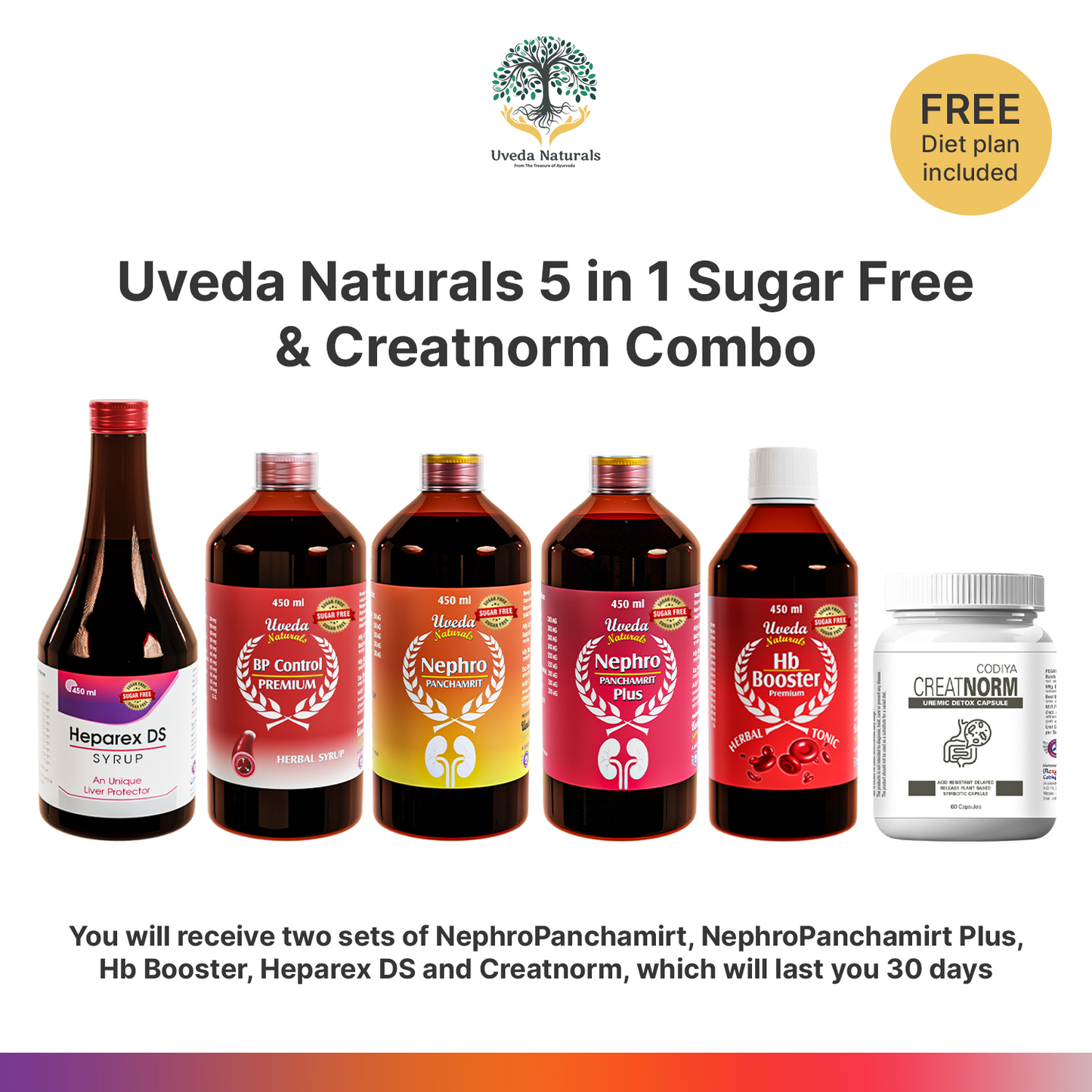 Uveda Naturals 5 in 1 Sugar Free & Creatnorm Combo