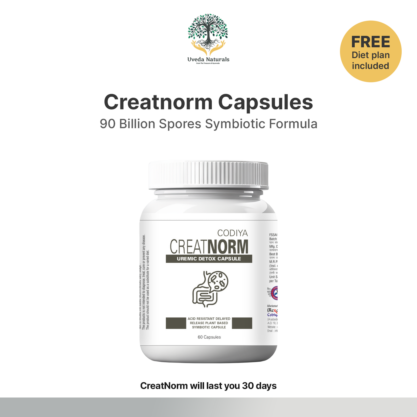 Creatnorm Capsules - 90 Billion Spores Probiotic & Prebiotic Formula