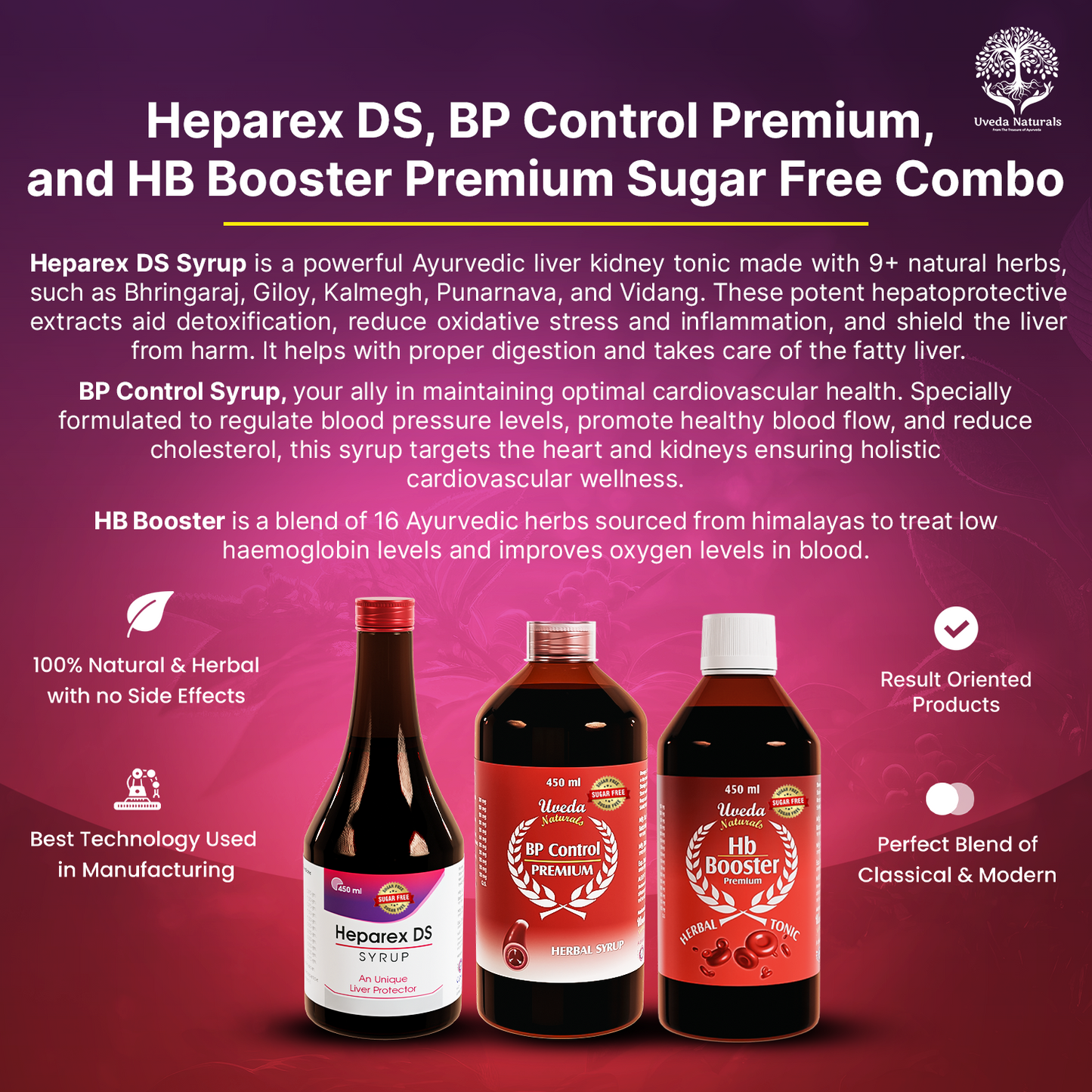 Heparex DS, BP Control Premium, and HB Booster Premium Sugar Free Combo