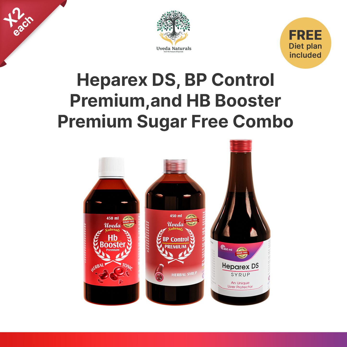 Heparex DS, BP Control Premium, and HB Booster Premium Sugar Free Combo