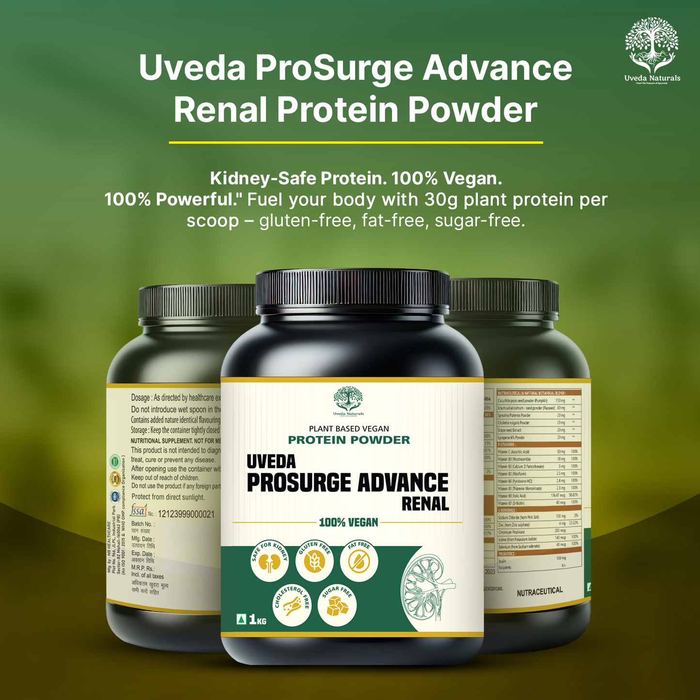 Uveda ProSurge Advance Renal Protein Powder – 100% Vegan Kidney-Safe Nutrition