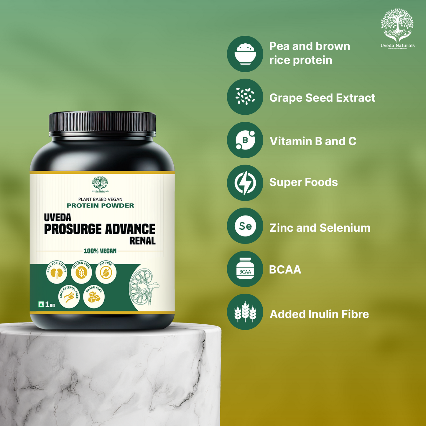 Uveda ProSurge Advance Renal Protein Powder – 100% Vegan Kidney-Safe Nutrition