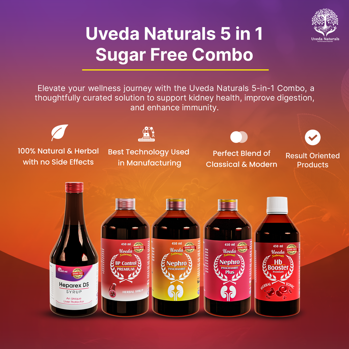 Uveda Naturals 5 in 1 Sugar Free Combo