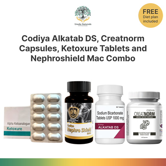 Codiya Alkatab DS, Creatnorm Capsules , Ketoxure Tablets and Nephroshield Mac Combo