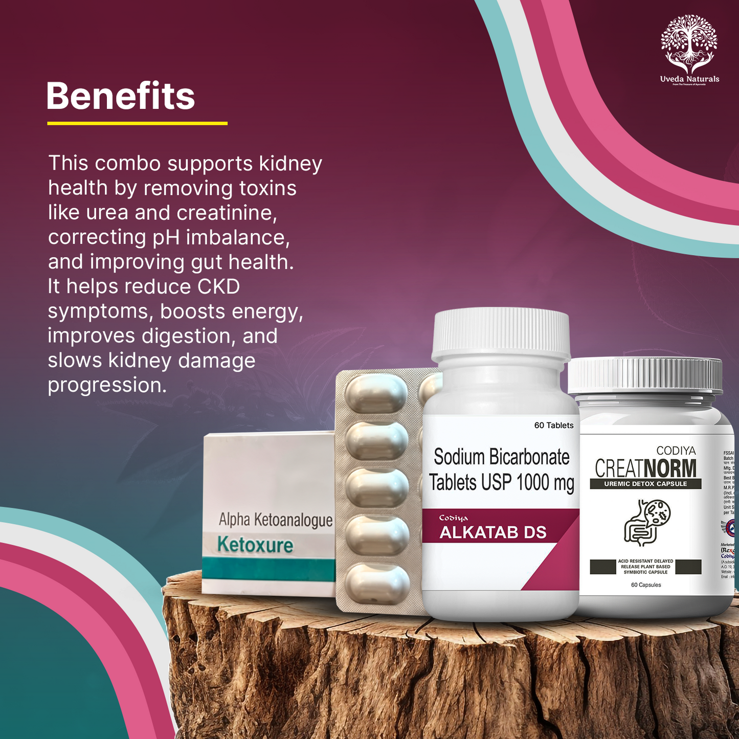 Codiya Alkatab DS, Ketoxure Tablets and Creatnorm  Combo
