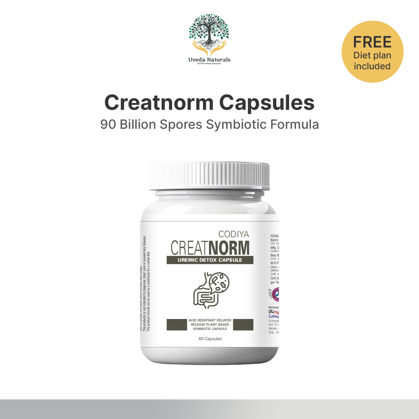 Creatnorm Capsules - 90 Billion Spores Probiotic & Prebiotic Formula