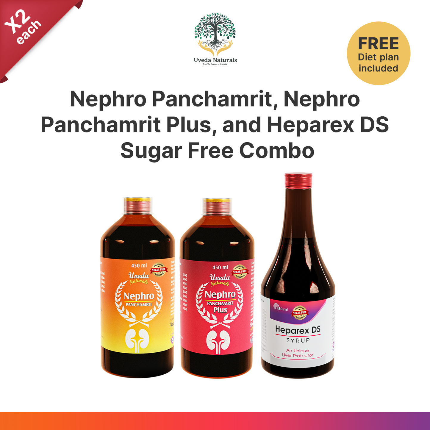 Nephro Panchamrit, Nephro Panchamrit Plus, and Heparex DS Sugar Free Combo