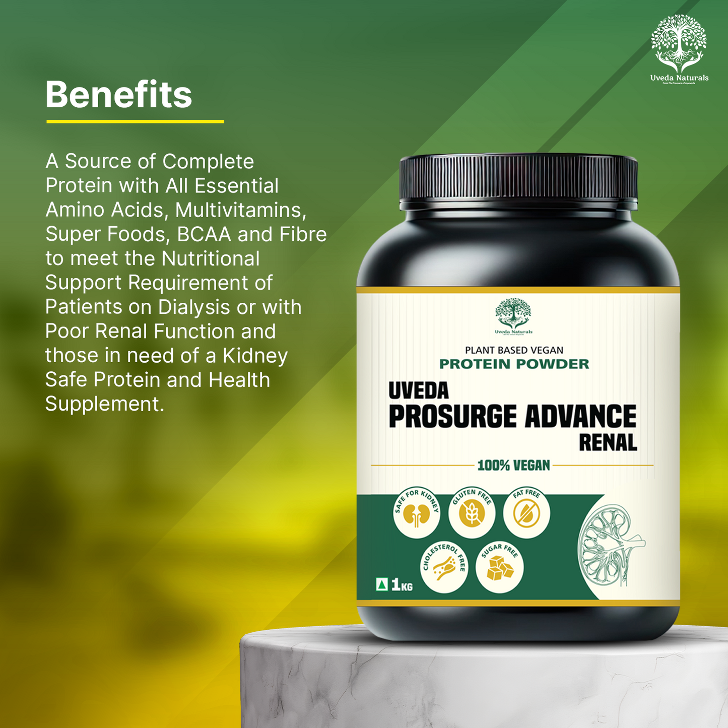 Uveda ProSurge Advance Renal Protein Powder – 100% Vegan Kidney-Safe Nutrition