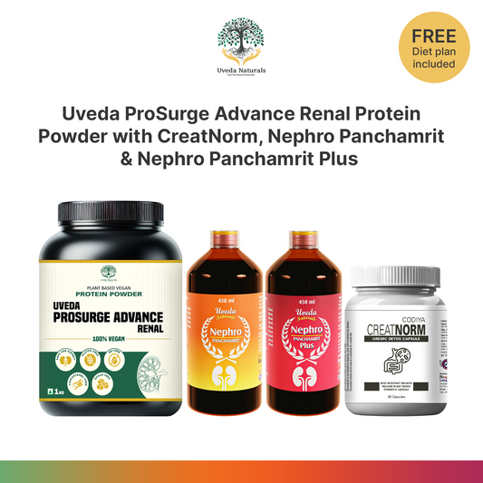 Uveda ProSurge Advance Renal Protein Powder with CreatNorm, Nephro Panchamrit & Nephro Panchamrit Plus