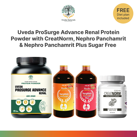 Uveda ProSurge Advance Renal Protein Powder with CreatNorm, Nephro Panchamrit & Nephro Panchamrit Plus Sugar Free