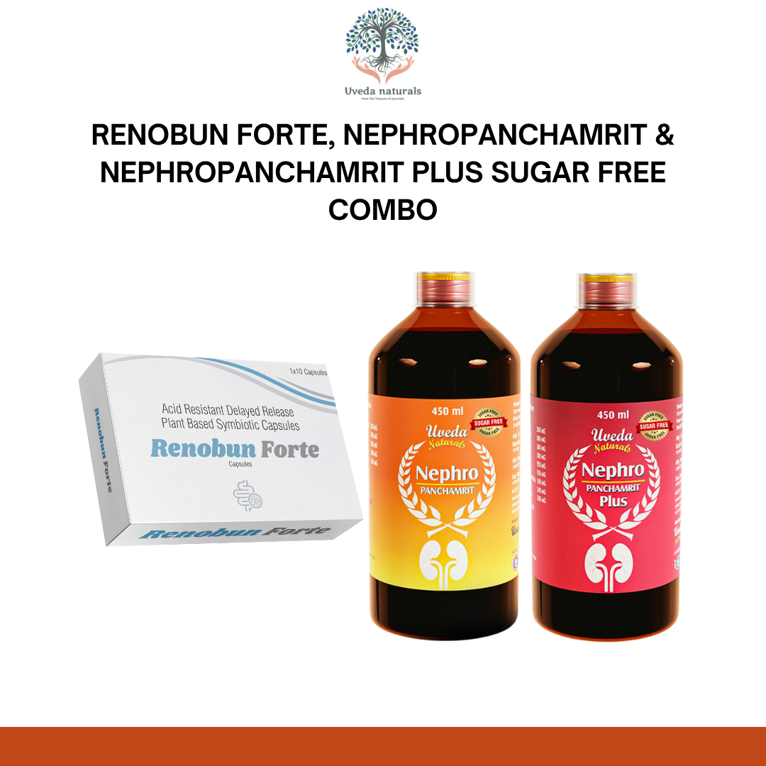 Renobun Forte, NephroPanchamrit & NephroPanchamrit Plus Sugar Free Combo | 30 Days