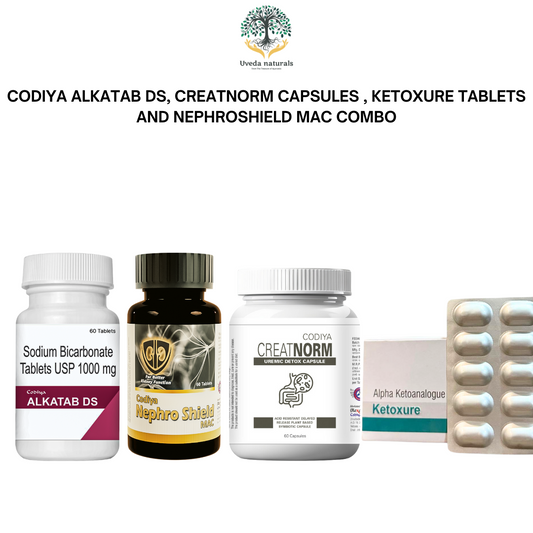 Codiya Alkatab DS, Creatnorm Capsules , Ketoxure Tablets and Nephroshield Mac Combo