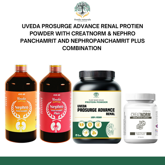 Uveda ProSurge Advance Renal Protein Powder with CreatNorm, Nephro Panchamrit & Nephro Panchamrit Plus